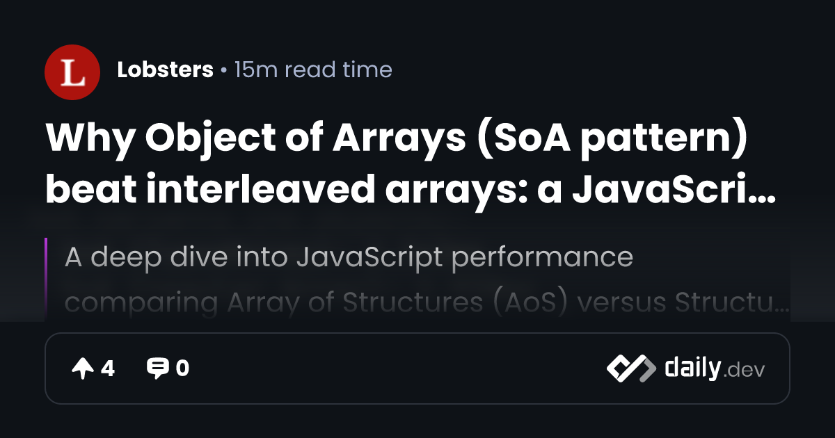Why Object of Arrays (SoA pattern) beat interleaved...