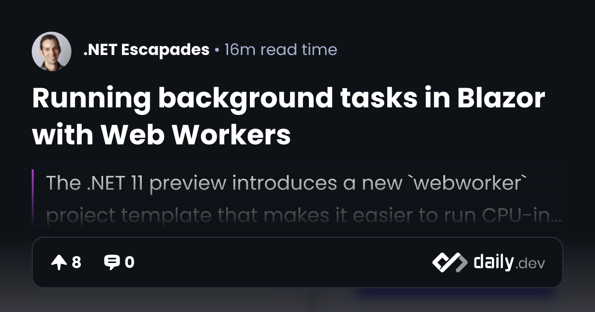 Running background tasks in Blazor with Web Workers