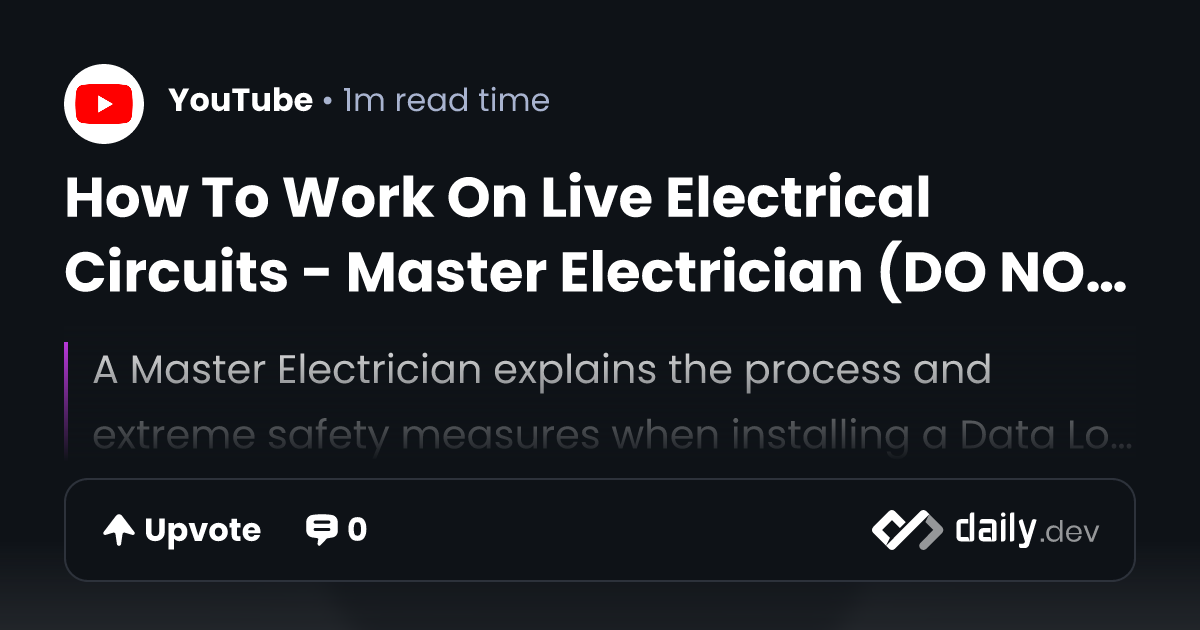 How To Work On Live Electrical Circuits - Master...