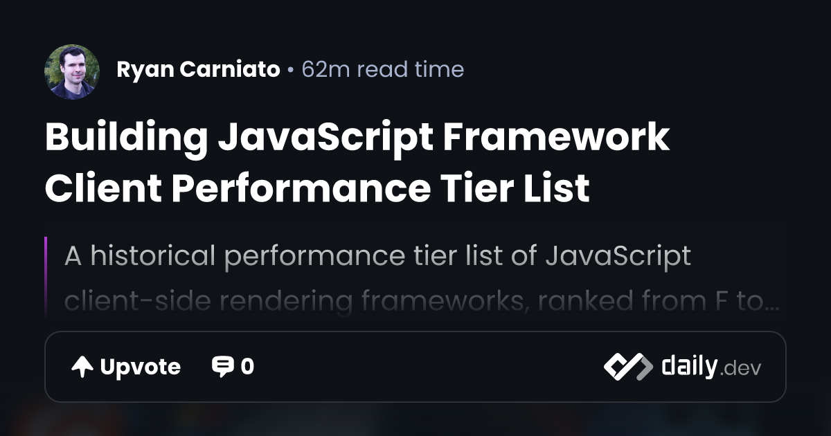 Building JavaScript Framework Client Performance Tier List