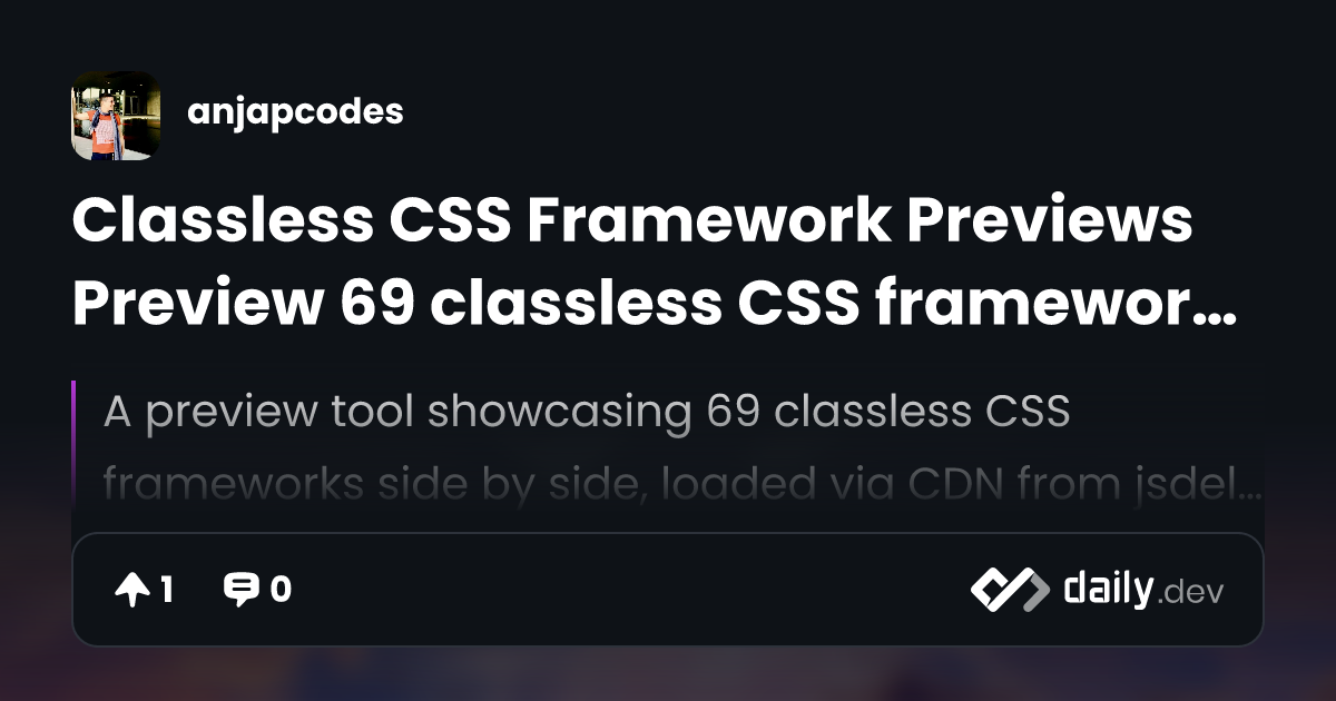 Classless CSS Framework Previews Preview 69 classless CSS frameworks ...