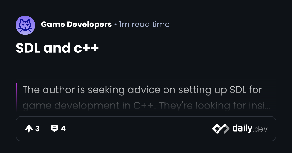 SDL and c++ | daily.dev