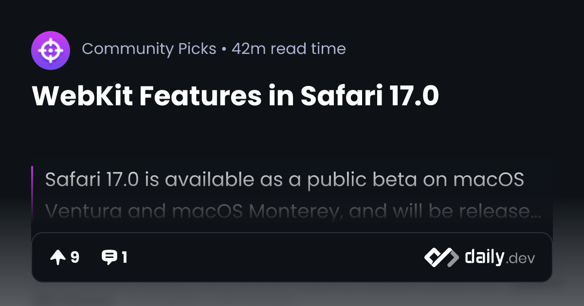 WebKit Features in Safari 17.0