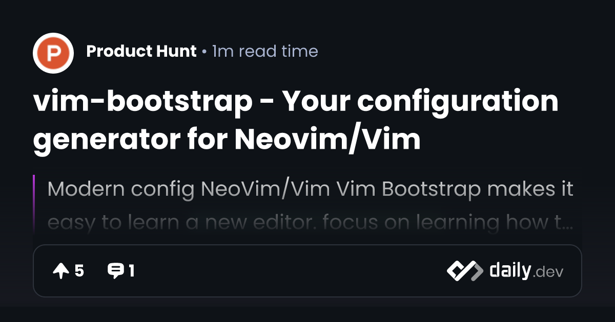 vim-bootstrap - Your configuration generator for Neovim/Vim