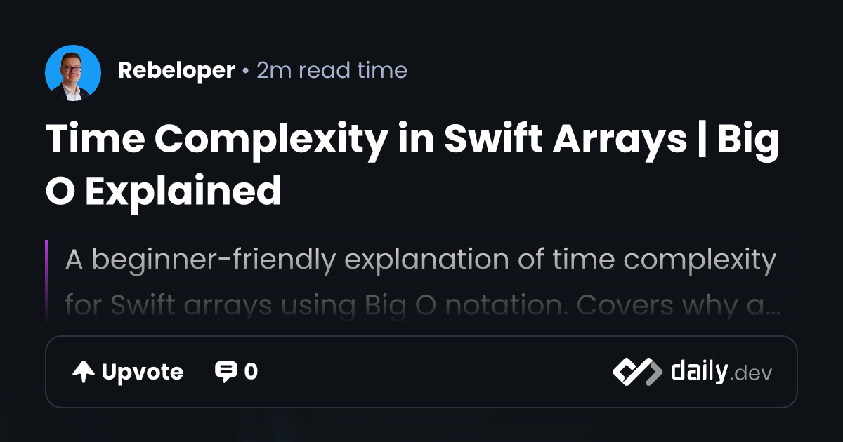 Time Complexity in Swift Arrays | Big O Explained