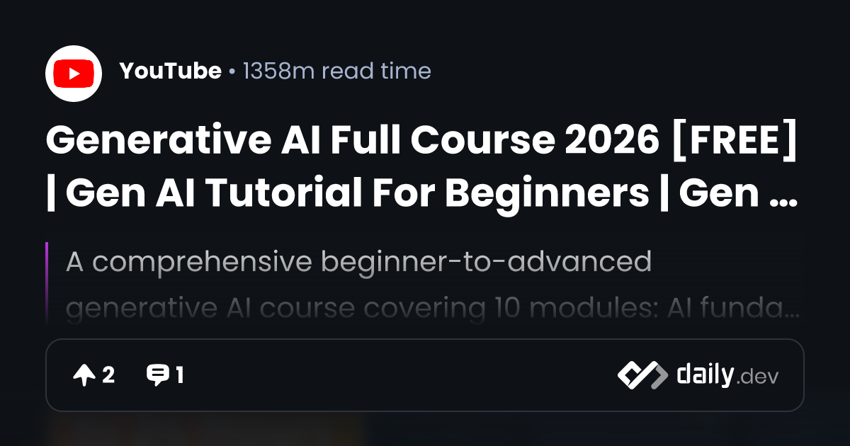 Generative AI Full Course 2026 [FREE] | Gen AI Tutorial...