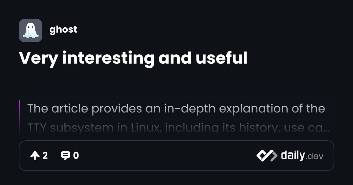 Very interesting and useful | daily.dev