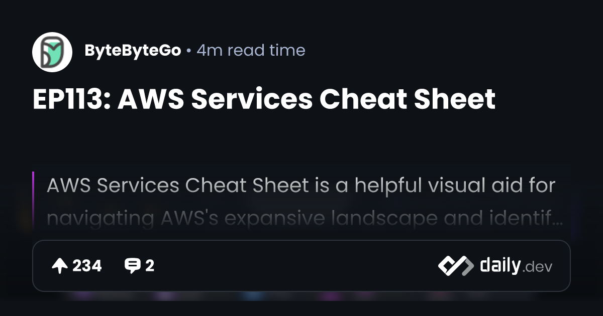 EP113: AWS Services Cheat Sheet | daily.dev