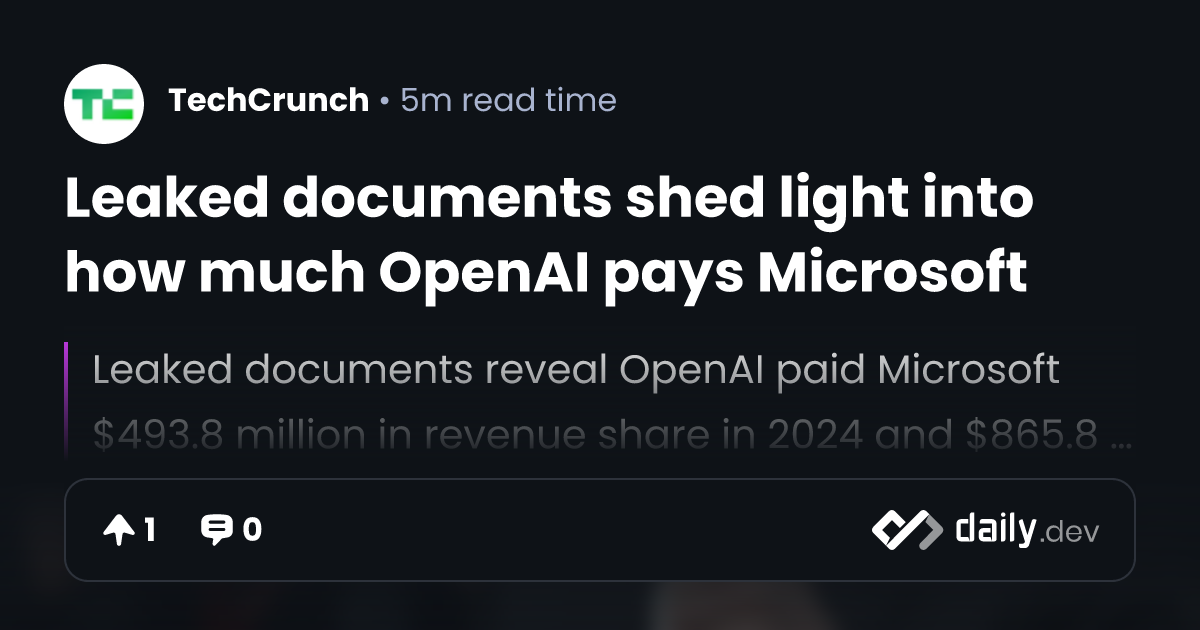 Leaked documents shed light into how much OpenAI pays Microsoft | daily.dev