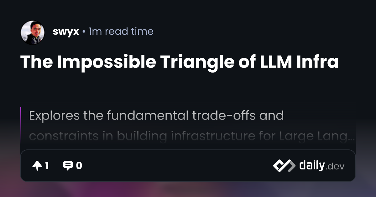 The Impossible Triangle of LLM Infra | daily.dev