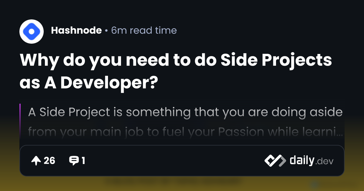 Why do you need to do Side Projects as A Developer?
