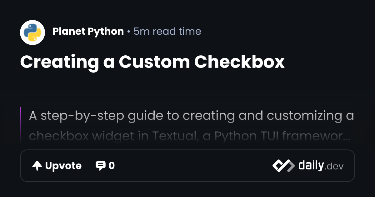 Creating a Custom Checkbox | daily.dev