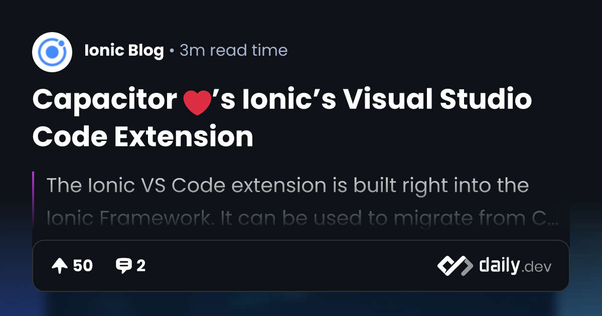 Capacitor ️’s Ionic’s Visual Studio Code Extension