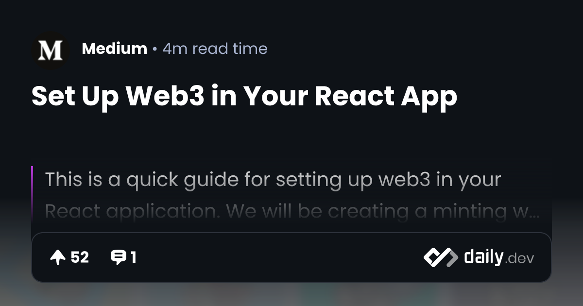 Set Up Web3 in Your React App | daily.dev