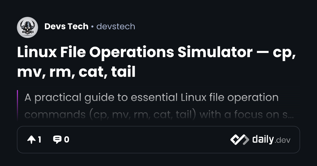 Linux File Operations Simulator — cp, mv, rm, cat, tail