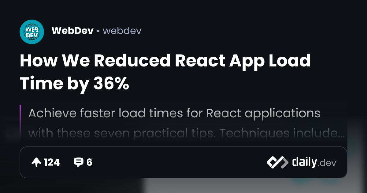 How We Reduced React App Load Time by 36% | daily.dev