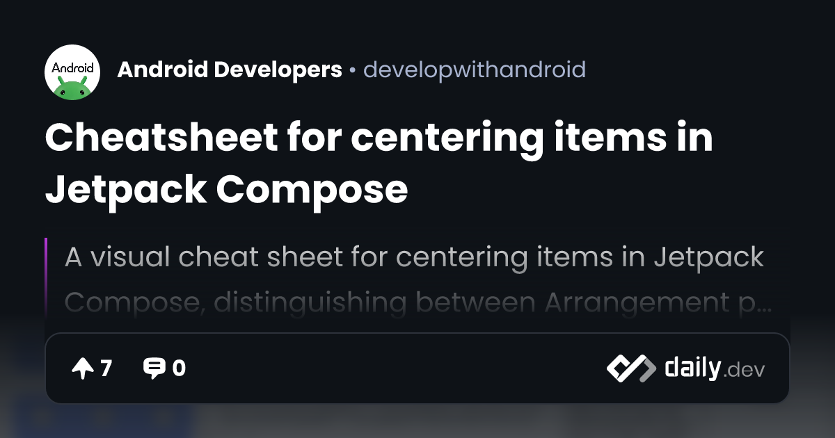 Cheatsheet for centering items in Jetpack Compose