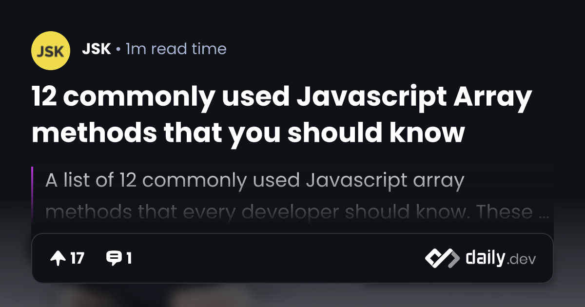12 commonly used Javascript Array methods that you...