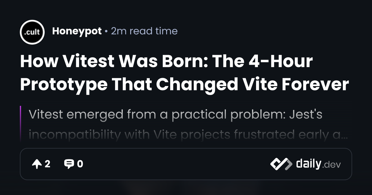 How Vitest Was Born: The 4-Hour Prototype That Changed...