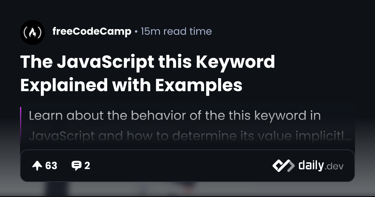 The JavaScript this Keyword Explained with Examples