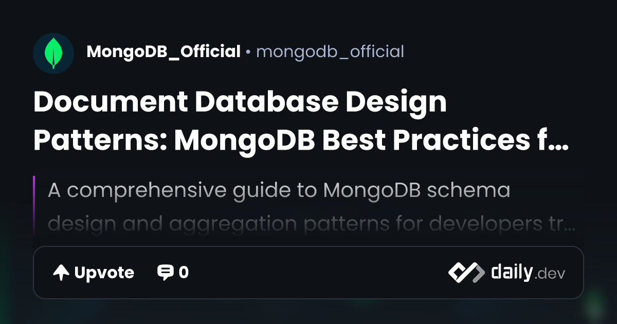 Document Database Design Patterns: MongoDB Best...