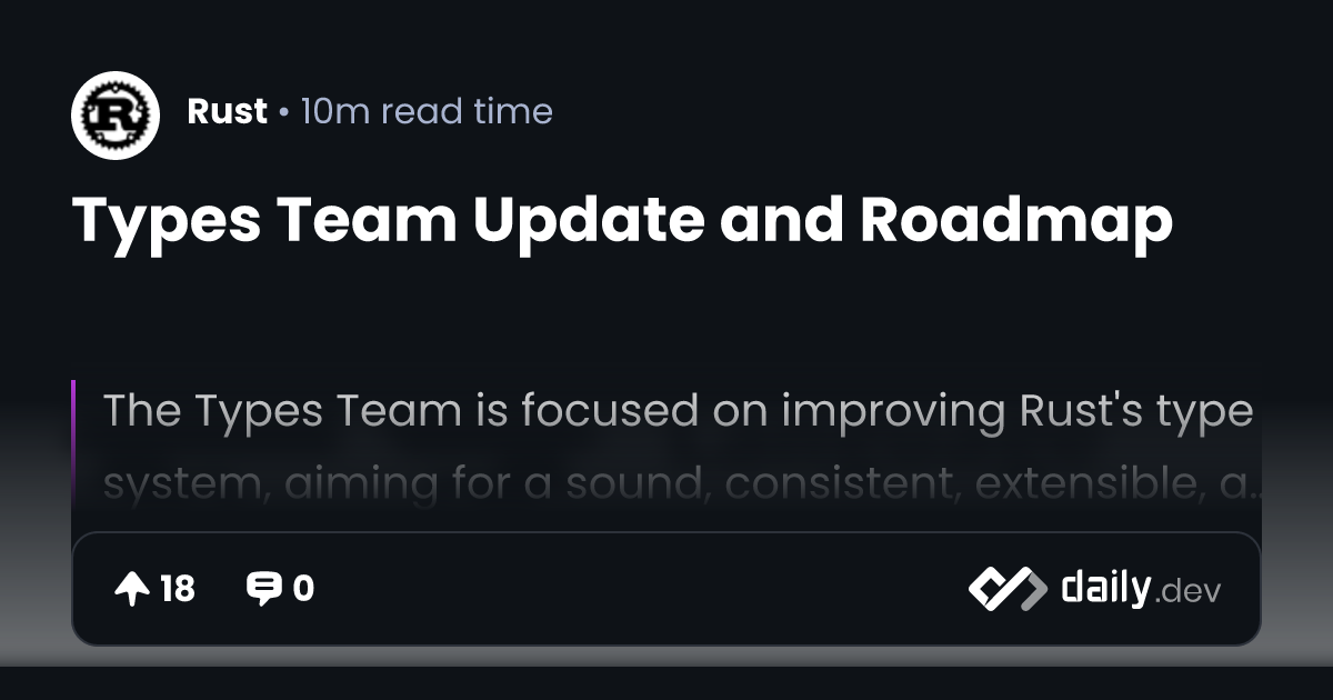Types Team Update and Roadmap | daily.dev