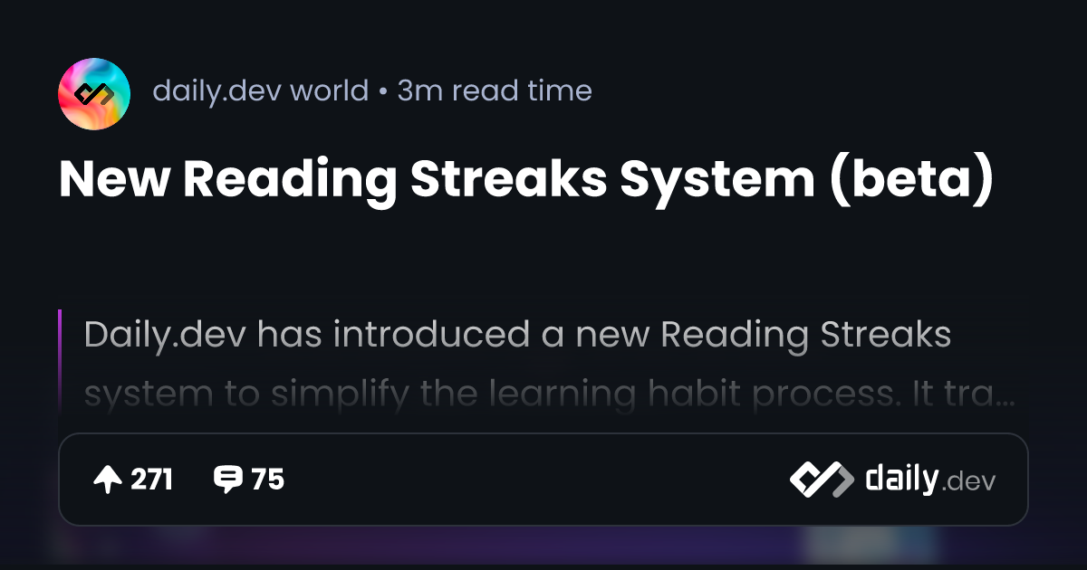 New Reading Streaks System (beta) 