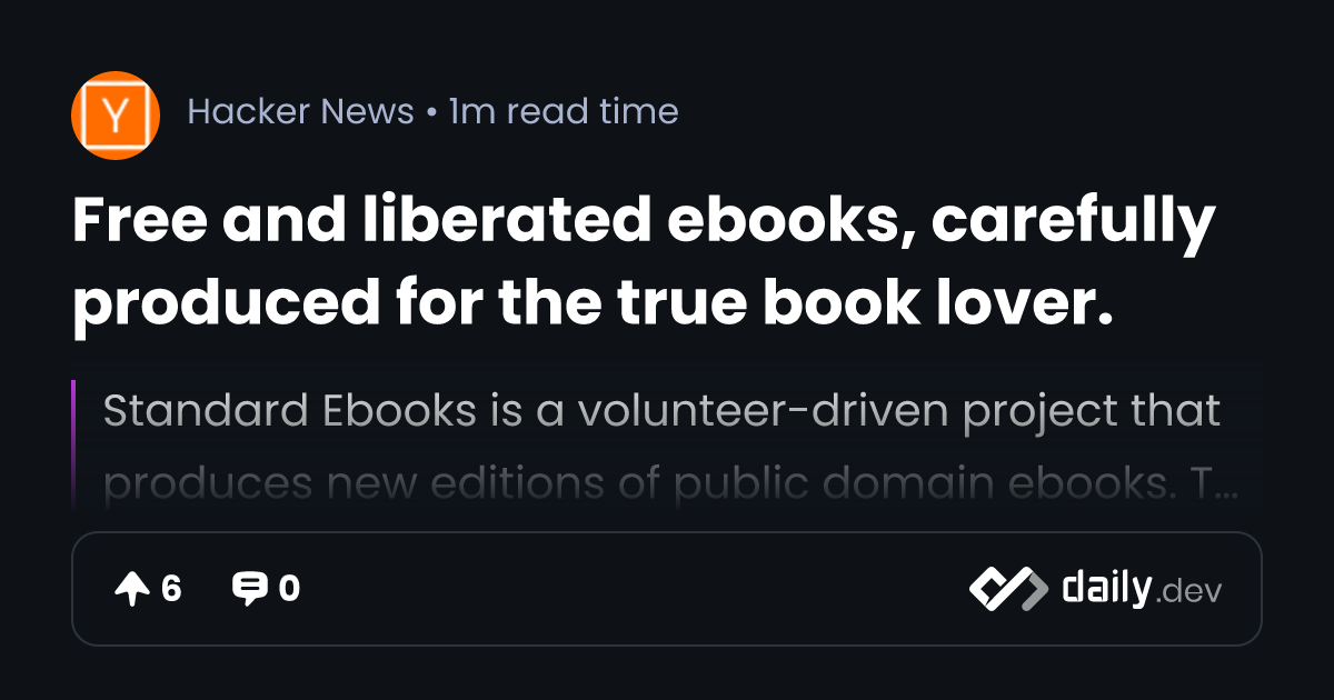 Standard Ebooks: Free and liberated ebooks, carefully produced for the true  book lover.