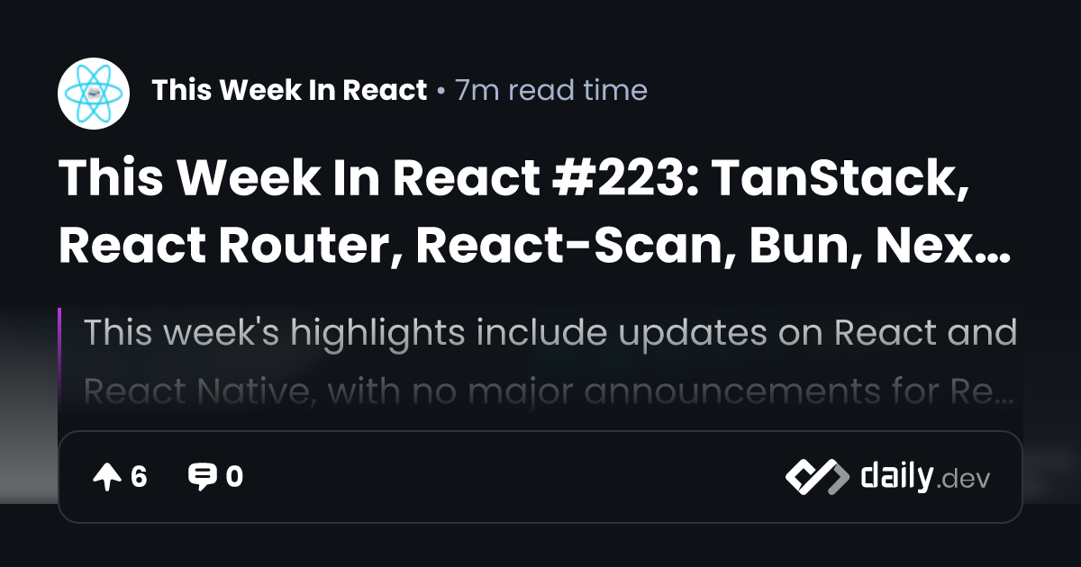 This Week In React #223: TanStack, React Router,...