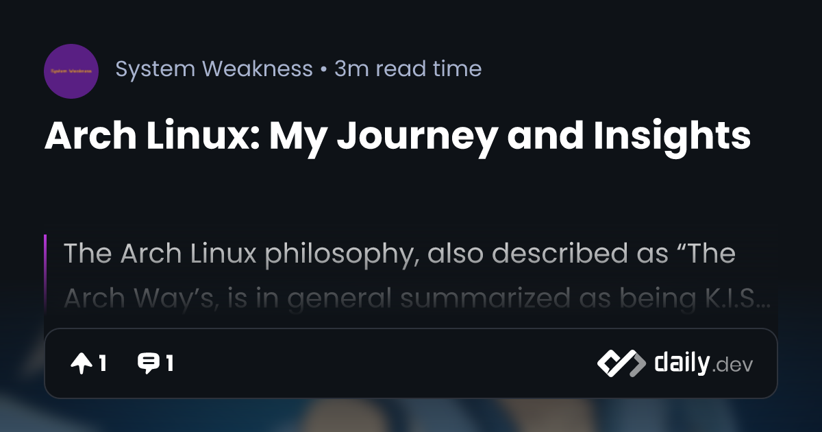 Arch Linux: My Journey and Insights, by Yashwant Singh 🐧