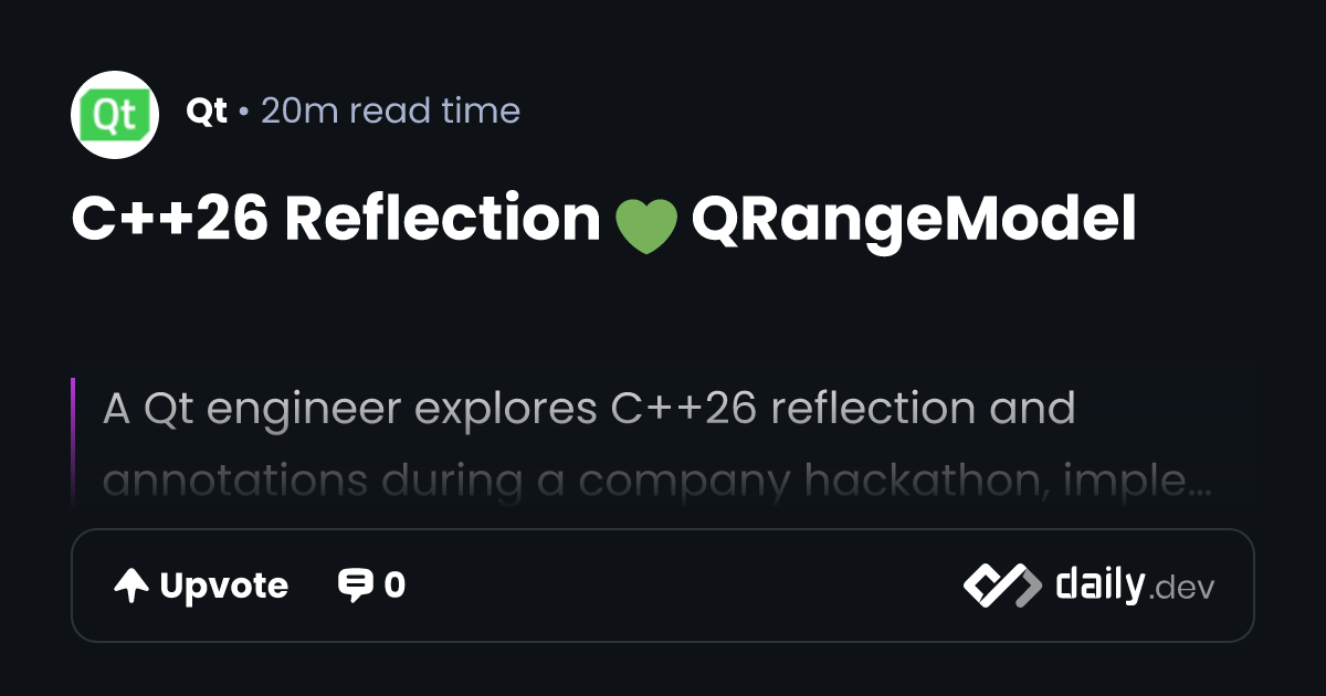 C++26 Reflection 💚 QRangeModel | daily.dev