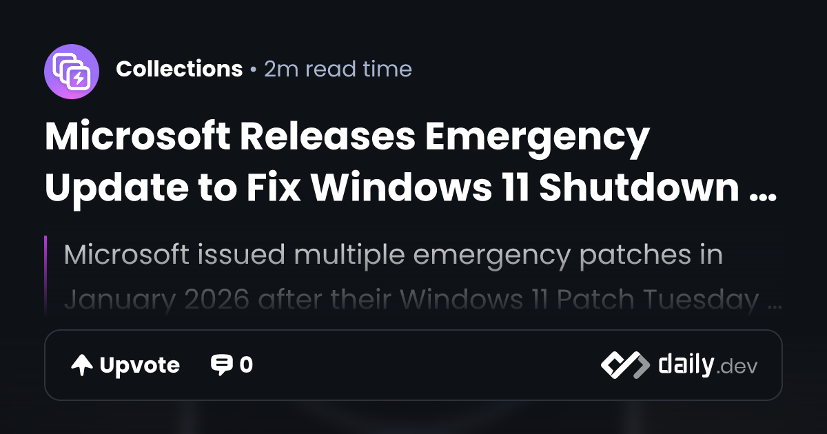 Microsoft Releases Emergency Update to Fix Windows 11...