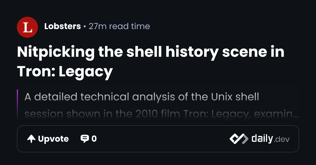 Nitpicking the shell history scene in Tron: Legacy