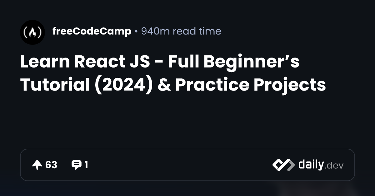 Learn React JS - Full Beginner’s Tutorial (2024)