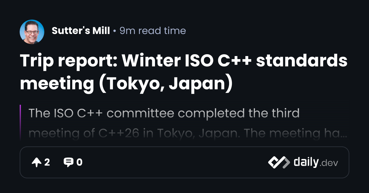 Trip report: Winter ISO C++ standards meeting (Tokyo, Japan)