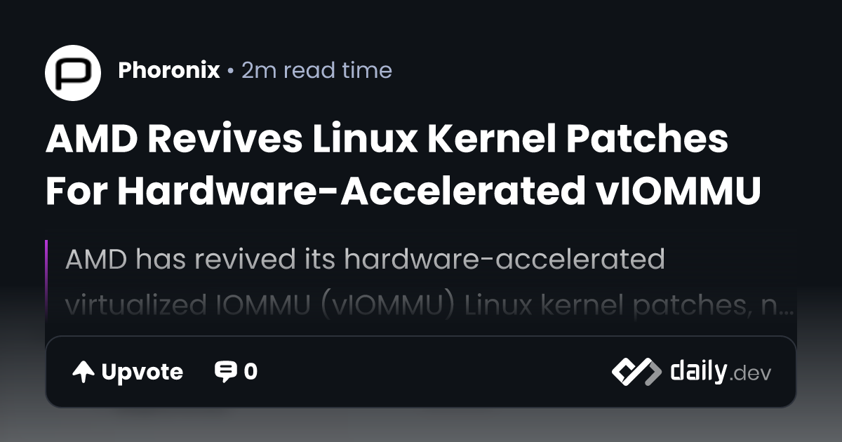 AMD Revives Linux Kernel Patches For...
