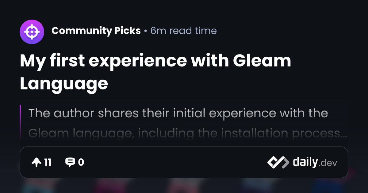 My first experience with Gleam Language | daily.dev