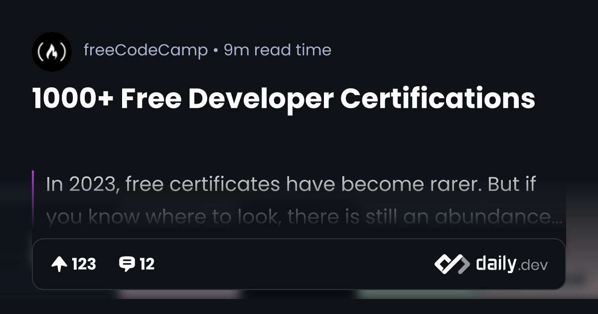 1000+ Free Developer Certifications