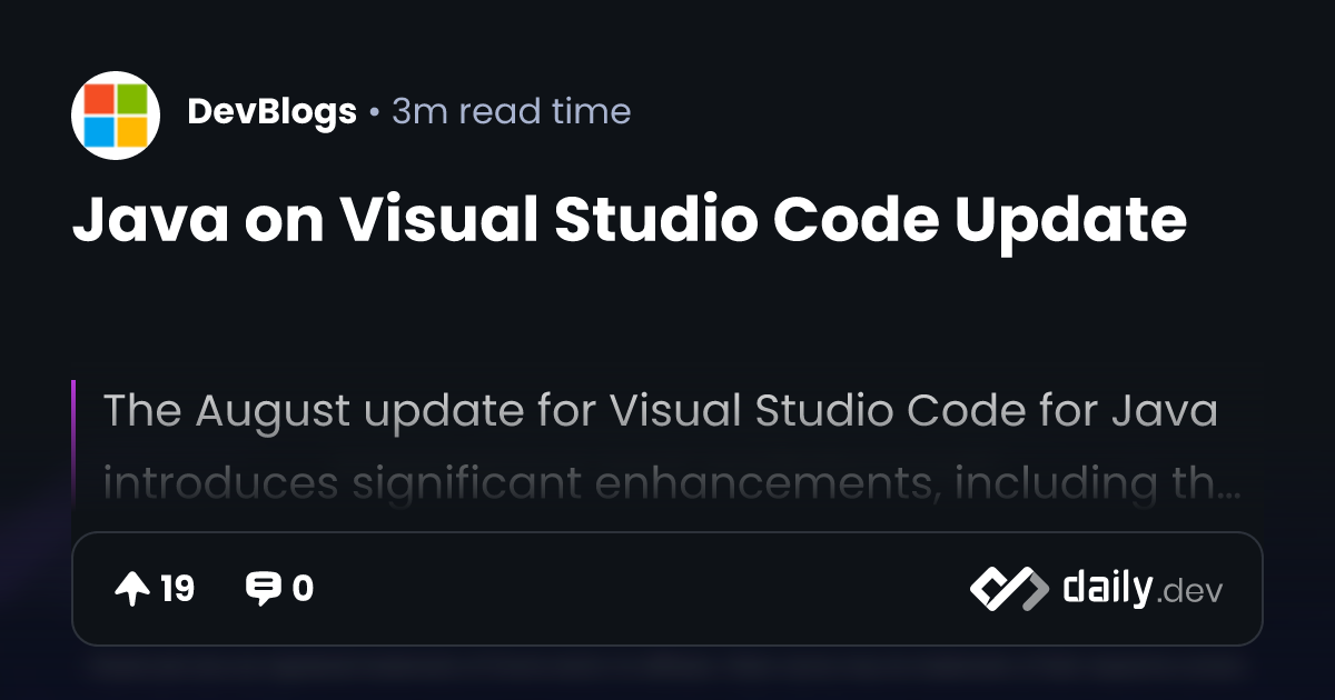 Java on Visual Studio Code Update | daily.dev