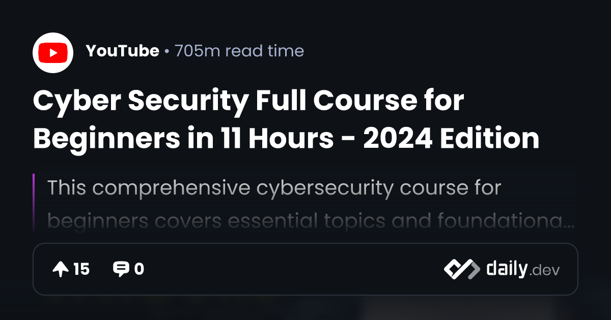 Cyber Security Full Course for Beginners in 11 Hours