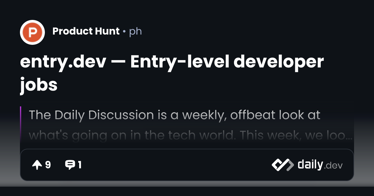 entry.dev — Entry-level developer jobs | daily.dev