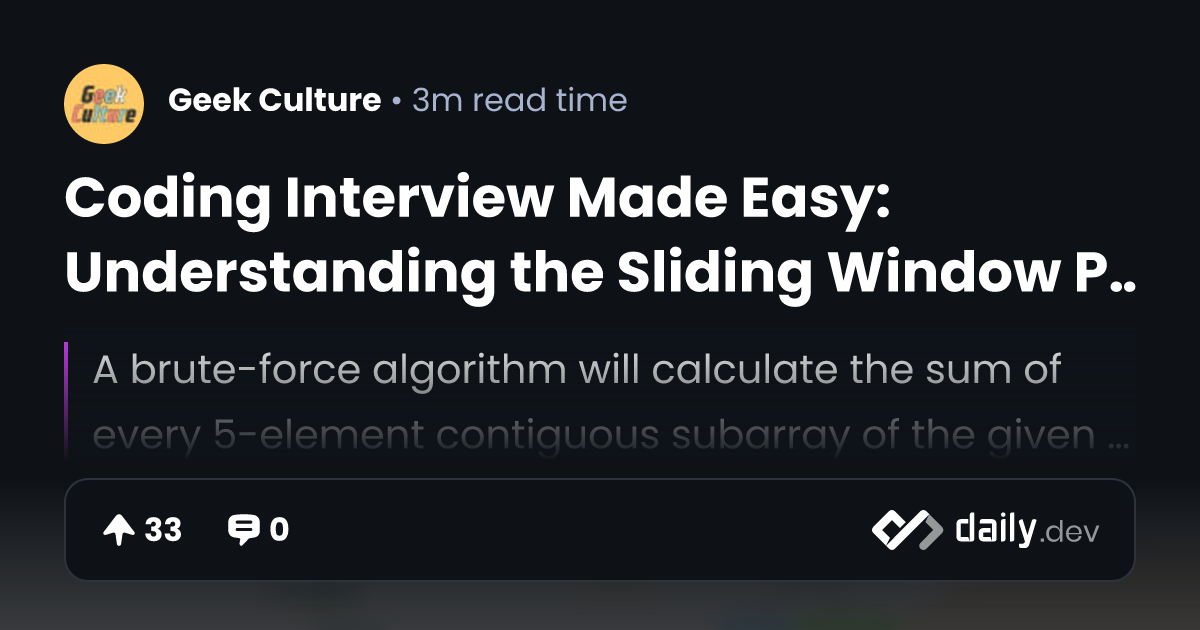 Coding Interview Made Easy: Understanding the Sliding...