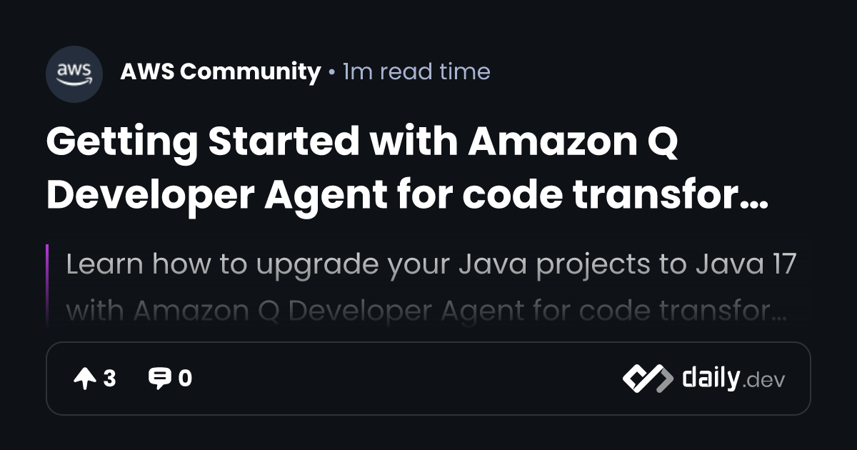 Getting Started with Amazon Q Developer Agent for code...