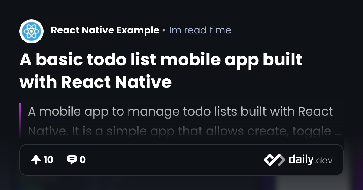 A basic todo list mobile app built with React Native