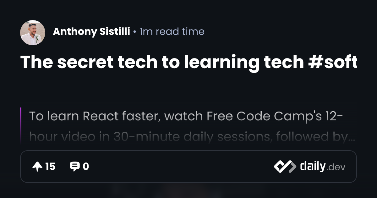 The secret tech to learning tech #softwareengineer...