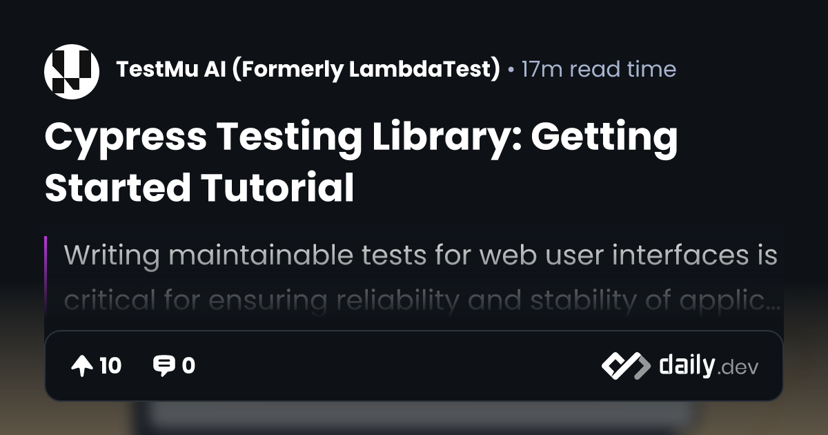 Cypress Testing Library: Getting Started Tutorial