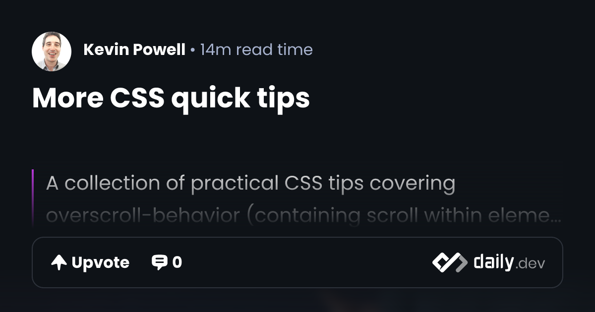 More CSS quick tips | daily.dev