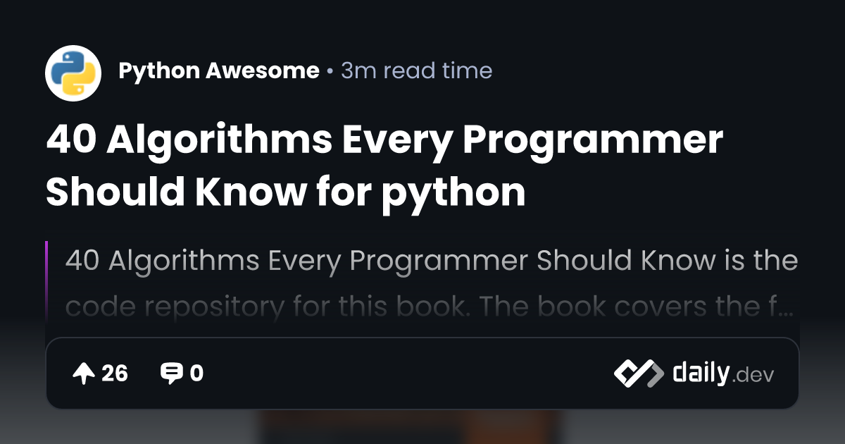 40 Algorithms Every Programmer Should Know for python