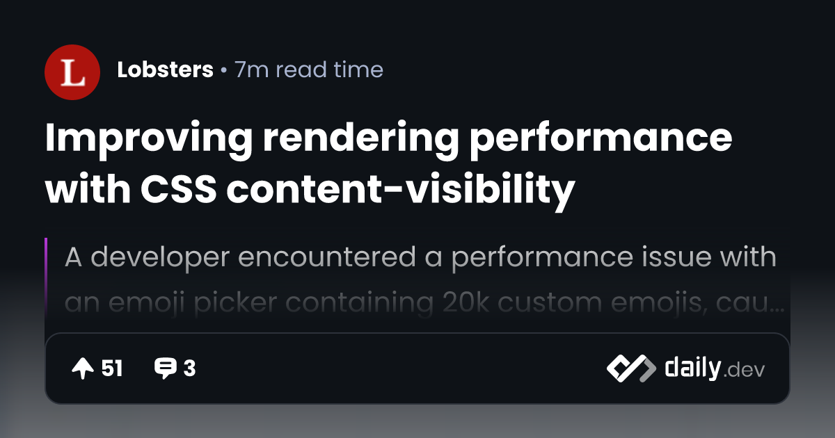Improving rendering performance with CSS content-visibility