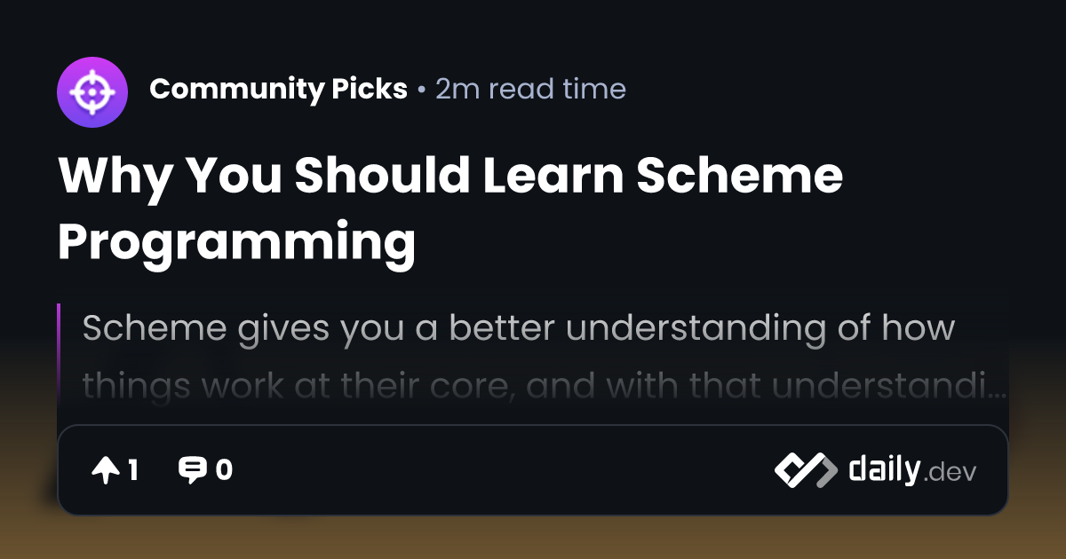 Why You Should Learn Scheme Programming | daily.dev